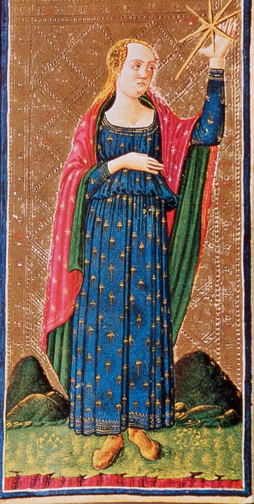 The Star card from the 15th-century The Star card from the 15th-century Visconti-Sforza collection.